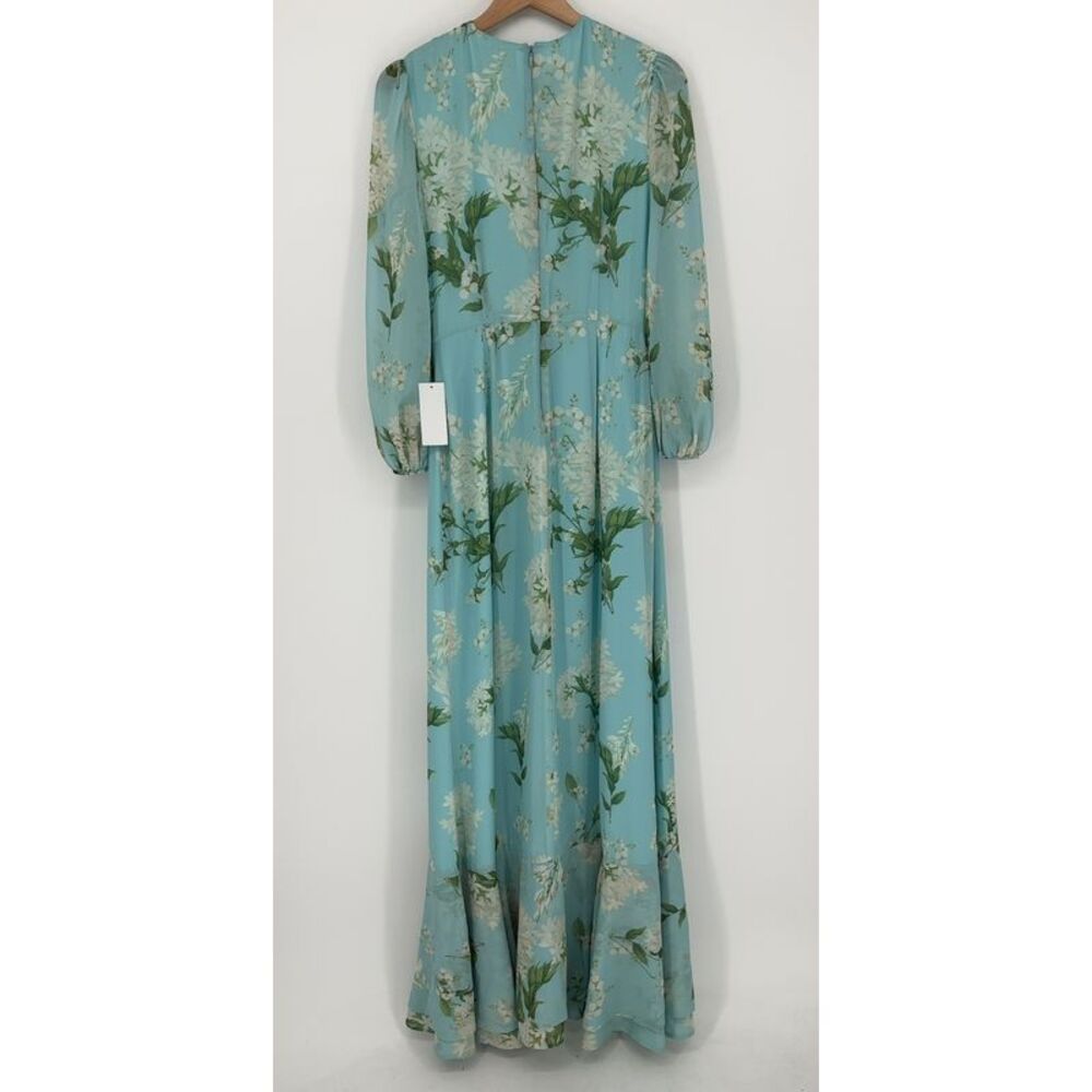 Mestiza New York Chiffon Gown in Blue Botanica